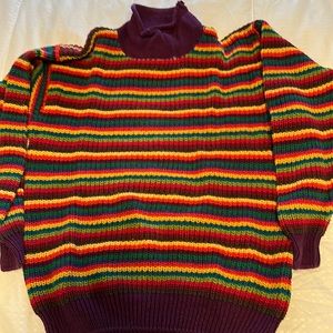 Vintage Macy Kids multi color roll neck sweater (large)